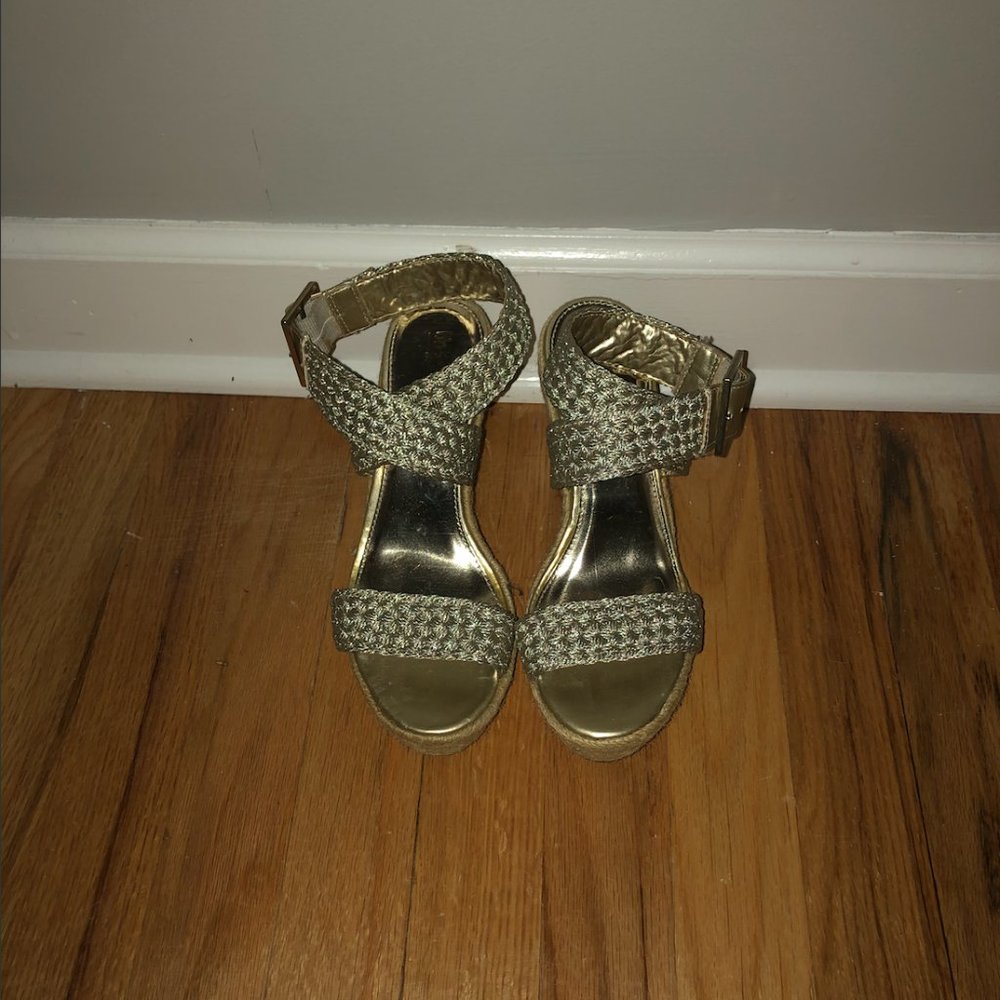 Gold Strappy Wedges